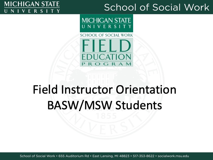 Cover page of field instructor orientation powerpoint presentation
