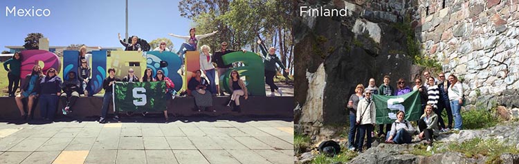 MSU students posing in Mexico and Finland
